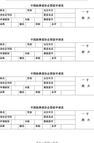 跆拳道考级表格（跆拳道考级表格图片）