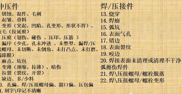 冲压产品缺陷对照表格图（冲压件质量缺陷有哪些）